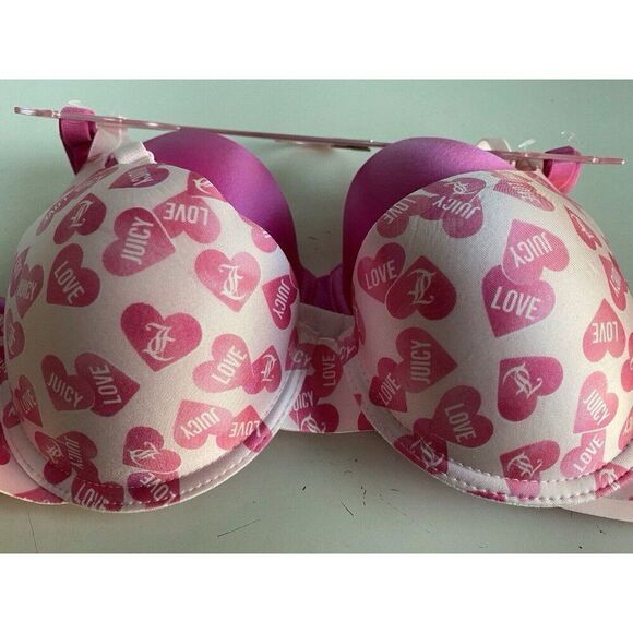 2 Pack Juicy Couture Bra Sz 36B SEXY Push Up JC7888 Hearts Valentines Pink NEW - Picture 5 of 10